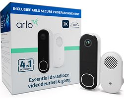 Arlo 2K draadloze video deurbel met camera & gong, 1 deubelset, wit