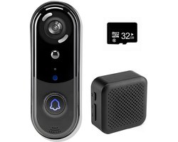 Azorix Slimme Draadloze Video Deurbel met camera - Incl. draadloze gong en 32GB SD-Kaart - 1080P Full HD - Deurbel Draadloos - Draadloze Deurbel met Accu - Deurbel - Waterdicht - Geen Abonnement - 2K Ultra HD