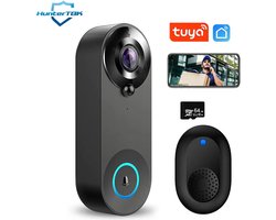 Blyx® - Slimme Deurbel - Deurbel met camera draadloos wifi - Draadloos op accu met 1080P - Inclusief Draadloze Gong (T-ring geluid) - 64GB SD-kaart (slimme deurbel) - Zwart