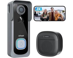 DoneMore® - videodeurbel - 2K deurbelcamera - draadloos - wifi - AI bewegingsdetectie - IP65 waterdicht - zwart - 14 x 5 x 3 cm - 0,35 kg