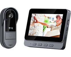 Doorsafe 4100 LOW BUDGET - Draadloze camera deurbel - 4.3″ Scherm - Draadloos, standaard bereik - Deurbel op 1000 mAh accu - Laag resolutie beeld - Simplex audio - Geen monitoring - 16Gb SD-kaart