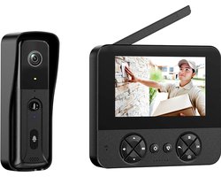 Doorsafe 4450 - Draadloze camera deurbel - 4.3″ Scherm - Draadloos, standaard bereik - Deurbel op uitneembare en oplaadbare 3600mAh accu - Laag resolutie beeld - Duplex audio - Met monitoring - 16Gb SD-kaart