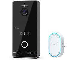 Doorsafe 6675 PRO | HD internet deurbel met camera + Direct POE IEEE 802.3af & Mifare Chipreader | Zwart/Donkergrijs | 2.4/5Ghz WiFi of Netwerkkabel | 32Gb & NAS | + draadloze WiFi gong