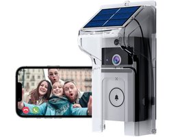 Draadloze deurbel op zonne-energie, 2,4 GHz wifi, HD-video, nachtzicht.