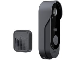 Draadloze Deurbel WIFI - Slimme Video Intercom Met Camera - 2K Full Hd En Pir-bewegingssensor - 1 Stuk - Voor Thuisbeveiliging Zwart