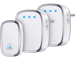 Draadloze Slimme Deurbel - Waterdicht - Wireless - 300m Bereik - LED-Indicator - 1 Zender & 2 Ontvangers - 36 Beltonen - 5 Volumes