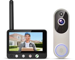 Draadloze videodeurbelcamera, werkt op batterijen (niet meegeleverd).