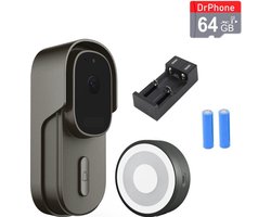 DrPhone LM4-D Slimme Video Deurbel met Binnenbel – Bekabelde Camera Deurbel met 64GB Opslag, App, Alexa & Google Assistant – Zwart