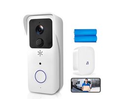DrPhone LM7 - Camera Deurbel Met Binnen Bel Set - 5Ghz + 2.4Ghz Smartcam Camera Deurbel Met Tuya App Besturing – Waterdicht - Wit