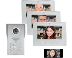 ELRO DV4000IP3 Wifi IP Video Deur Intercom kit │ 3 appartementen│ 1080P Full HD Camera met nachtzicht │ 4-draads kabel │ 16 Beltonen