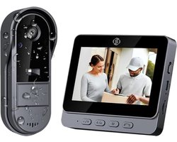 Equivera Video Deurbel met Camera - Video Deurbel met Camera - Video Deurbel - Draadloze Video Deurbel - Weerbestendige Video Deurbel - Video Deurbel met Monitor - Nachtzicht - Buitenbeveiliging - Zonder WiFi