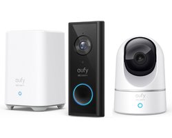 Eufy by Anker 2K Videodeurbel + 2K Beveiligingscamera bundel - Pan & tilt - Voor binnen en buiten - Met Homebase