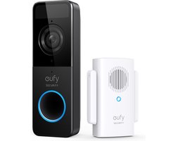 eufy C210 Slim Doorbell- Draadloze Video Deurbel - Video Doorbell Inclusief Chime (incl 16GB SD Kaart) - Accu - Zwart