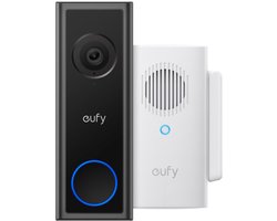 eufy C30 2K Draadloze Video Deurbel 2K FHD - Accu Zwart + eufy Deurbelgong met Wifi versterker (T8024321) - Bundel