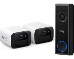 eufy C30 2K Draadloze Video Deurbelset 2K FHD - Accu + 2*C210 Wireless Outdoor 2K solocam - Wireless, 2.4 GHz WiFi - kan ook zonder Homebase