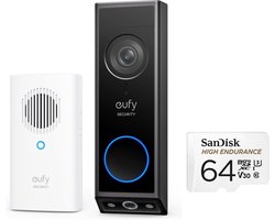 eufy Security E340 2K Draadloze Video Deurbel Inclusief Chime + SANDISK High Endurance 64 GB - Bundelvoordeel