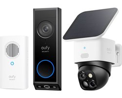 eufy Security E340 Video Deurbel met Chime + eufy Security S340 Solocamera – SoloCam - Draadloze 3K beveiligingscamera voor buiten met dual-lens, 360° dekking - Bundelvoordeel