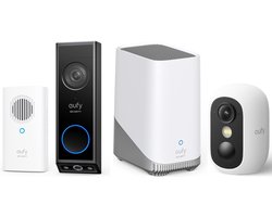 eufy Security E340 Video Doorbell met chime + HomeBase 3 S380 + eufyCam C35 – Beveiligingsset – Voordeelbundel