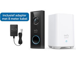 eufy Security S220 Video Deurbel Inclusief HomeBase 2 + deurbel adapter met 8 meter kabel - Bundelvoordeel