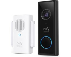 eufy Security, Zwart en wit,Draadloze videodeurbel (op batterij) met 2K HD