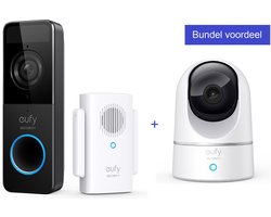 Eufy Slimme Video Deurbel + Eufy by Anker 2K Indoor Camera - Zwart en wit,Bundelvoordeel