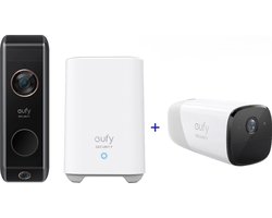 Eufy Video Deurbel Dual 2 Pro inclusief 2K dubbele deurbelcamera en Homebase 2+ EufyCam 2 Pro- beweegbare camera Bundelvoordeel