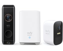 eufy Video Deurbel Dual 2 Pro inclusief 2K dubbele deurbelcamera + eufy 2C beveiligingscamera - (beweegbare camera) Bundel