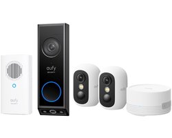 eufy Video Deurbel E340 met Chime + eufyCam C35 - Incl. 2 Camera, HomeBase Mini – Beveiligingsset – Voordeelbundel