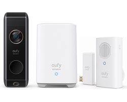 eufy Video Deurbell Dual 2 Pro met HomeBase 2 en chime / Deurbelgong - 2K-resolutie - Doorbell - dubbele camera's - pakketdetectie - gezichtsherkenning - draadloze installatie