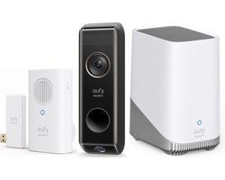 eufy Video Deurbell Dual 2 Pro met HomeBase 3 en chime / Deurbelgong - 2K-resolutie - Doorbell - dubbele camera's - pakketdetectie - gezichtsherkenning - draadloze installatie