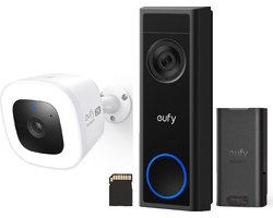 Eufy Videodeurbel C31 Incl. 32G SD-kaart | zowel bedraad als op accu | 2K FHD +SoloCam L40 geavanceerd nachtzicht in kleur 2K IP67 waterdicht- geen Homebase nodig doorbell set