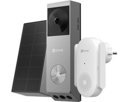 EZVIZ EP3X Pro + CH1 Chime – Draadloze Video Deurbel – Dual-Lens 2K HD – Geen Abonnement – 32GB Opslag – AI Detectie - Incl. Zonnepaneel