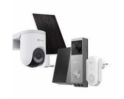 EZVIZ HB8 Lite Buitencamera met Zonnepaneel + EP3x Pro Videodeurbel Incl. Chime – AI Detectie & Kleurnachtzicht - Draadloos - IP65