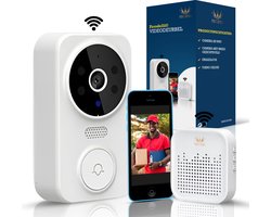 Ferodelli Video Deurbel - Deurspion Met Camera En Wifi - Videodeurbel - Draadloos - Deurbel (t-ring geluid) - Camera - Buiten - Wit