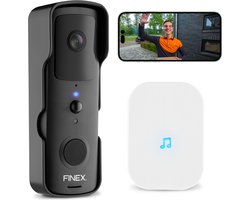 Finex™ Video Deurbel - Inclusief binnenbel & batterijen - Dag en nachtmodus - Zonder abonnement - Draadloze deurbel - T-ring geluid - Deurbel met camera