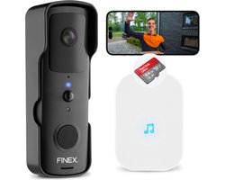 Finex™ Video Deurbel - Inclusief binnenbel, SD kaart (32GB) & batterijen - Dag en nachtmodus - T-ring geluid - Zonder abonnement - Draadloze deurbel - Deurbel met camera