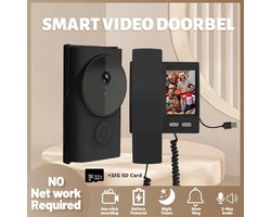 Fytura - Draadloze Video-Deurbel 2,4GHz – 3,5 inch beeldscherm – 2-Weg Audio – Nachtzicht – Inclusief 32GB SD-kaart – EU Stekker - Zwart