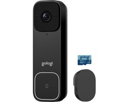 Gologi Slimme Draadloze Video Deurbel Met Camera - 2K Ultra HD - Geen abonnement - Deurbellen Met Camera - Deurbel Draadloos WiFi - Waterdicht - Incl. Gong (T-ring geluid) - Incl. 32GB SD