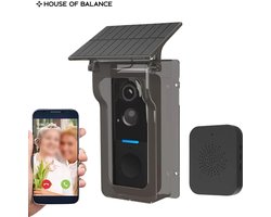 HOB Smart Black Solar Set - Video deurbel met camera - Waterdicht - Video Deurbel Draadloos - Zonne-energie - Bewegingsdetectie