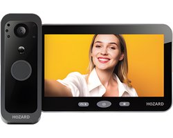 Hozard® Deurbel met camera – WiFi + APP + Bewegingsdetectie - Draadloze Video Deurbel – 32GB - 5 inch IPS-Scherm