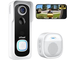 ieGeek 2K Ultra HD Slimme Draadloze Video Deurbel Met Camera - Geen abonnement - Deurbellen Met Camera - Deurbel Draadloos WiFi - Waterdicht - Incl. Gong