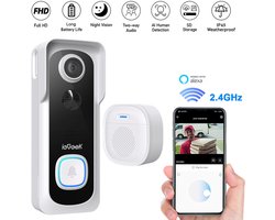 ieGeek 2K WLAN Video deurbel met camera - draadloze videodeurbel met gong - PIR-detectie - nachtzicht - ondersteunt SD en cloudopslag