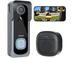 ieGeek J1 2K Draadloze Video Deurbel - 2K FHD - Accu Grijs - Op batterijen - Eenvoudige installatie - Live videogesprek - Mens- en bewegingsdetectie - Geen abonnementskosten