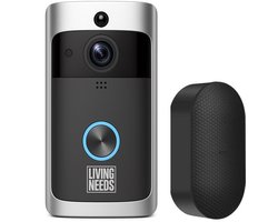 Living Needs - Slimme Video Deurbel met Camera – Donkergrijs - Full HD beeld - met Nachtzicht, App & Bewegingsmelder - Draadloos