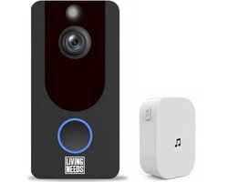 Living Needs - Video Deurbel met camera - Zwart - 1080P HD - Draadloos & met Bewegingsdetectie - Live meekijken op afstand