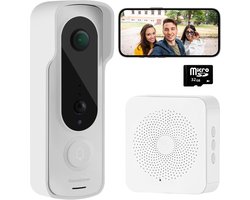 Namajunas - Draadloze Deurbel - Video Deurbel - Chime - Deurbellen Met Camera - Inclusief Binnenbel & SD-kaart(32GB) - Accu - Nachtvisie - Waterdicht - Mens- en bewegingsdetectie - Eenvoudige installatie