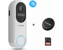 Oneiro's Smart Deurbel PRO met Camera & WIFI Wit + SD kaart 64 GB- draadloos op accu - slimme deurbel - luxe - inclusief draadloze gong - t-ring t-ring geluid - Deurbel set - IP65 Waterdicht
