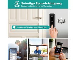 Provento - Draadloze deurbel met camera, 1080P WiFi videodeurtelefoon met nachtzicht, voetgangersdetectie, tweewegintercom en cloudopslag - IP65 waterdicht