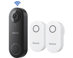 Reolink Video Deurbel Camera WiFi met 2 Stuks Reolink Bel V2, Bedrade 5MP Buitencamera, 180° Groothoek, Slimme Detectie, 5G/2.4GHz Dual-band WiFi, Tweewegcommunicatie, Lokale Opslag, Werkt met Google Assistant, Geen Abonnement