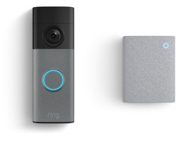 Ring Battery Video Doorbell 2K met Chime - Speckled Grey